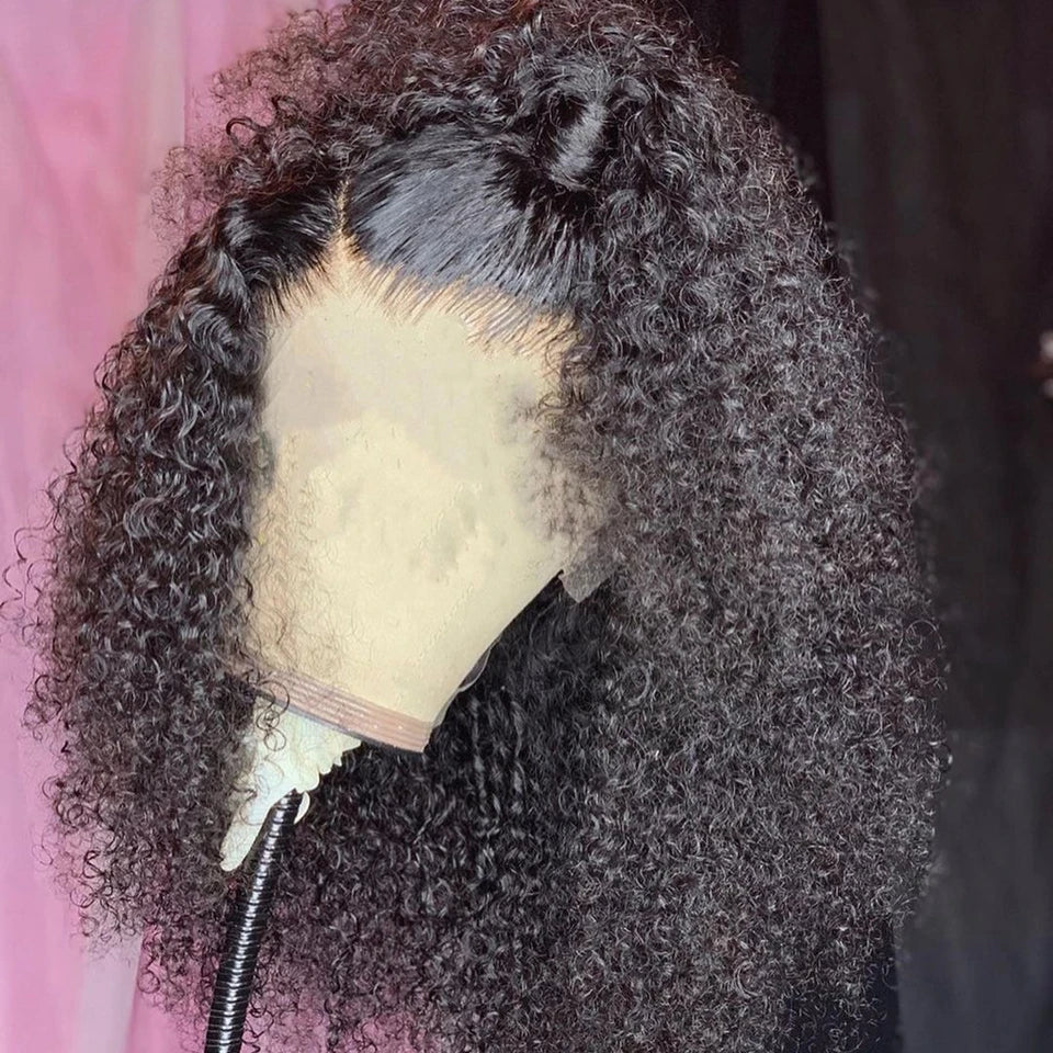 Mongolian Afro Kinky Curly Hair Wig Human Hair 13x6 Lace Frontal Wig Curly 4B 4C Lace Front Human Hair Wig Natural Hairline