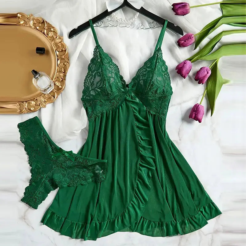 Pink Kawaii Sets Plus Size Sexy Underwaes For Women Y2k Luxury Night Dress 2-Piece Panties Lingerie Set Female Mini Bikini Thong