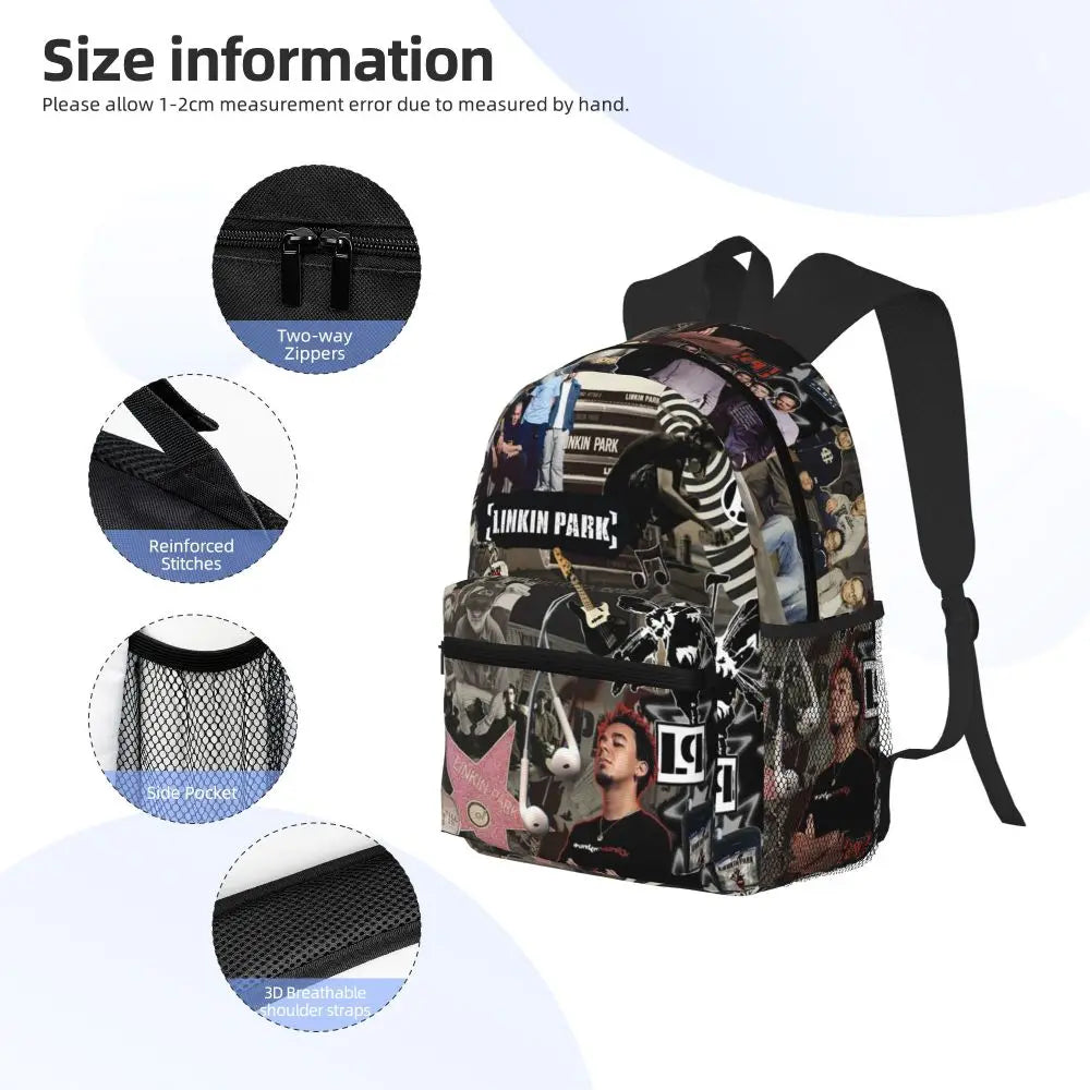 L-Linkin-S P-Park-S Band Student Backpack School Bag Hiking Travel Daypack for Boys Girls Fashion Bookbag Shoulder Bags
