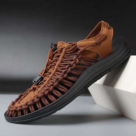 Men Sandals Summer Weave Shoes Boys Sandal Mens Sandles Outdoor Breathable Comfort Slip On Plus Big Size 45 46 Sandalias Hombre