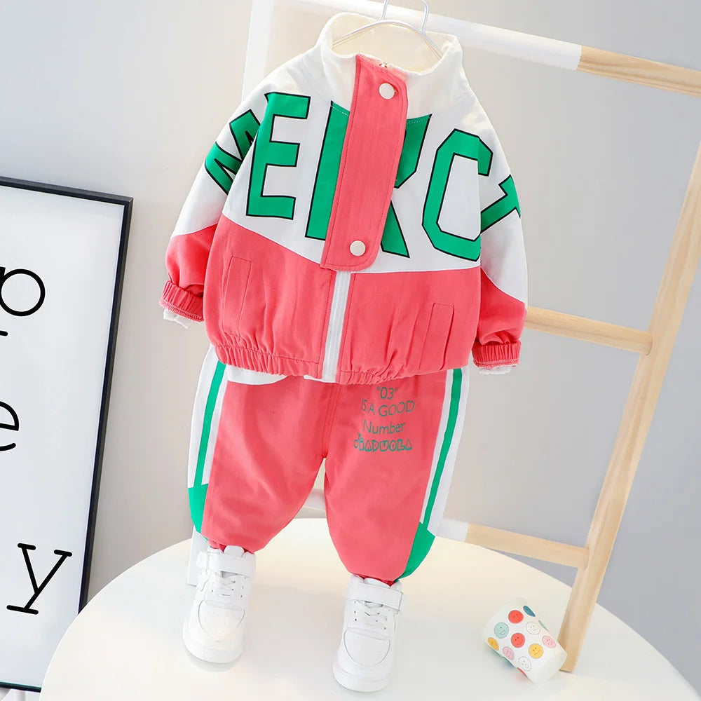 Fashion Children Boys Girls Clothing Suit Spring Autumn Baby Cotton Jacket Pants 2Pcs/Sets Infant Casual Outfits Kids Tracksuits
