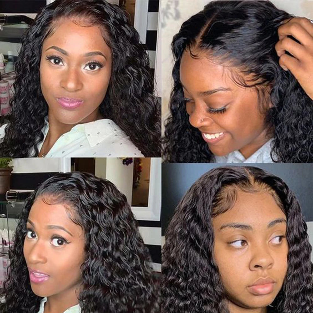 13x6 Brazilian Deep Wave Transparent Lace Front Human Hair Wigs For Women Pre plucked Wig No Glue Precut Lace Wig Isee Remy Hair