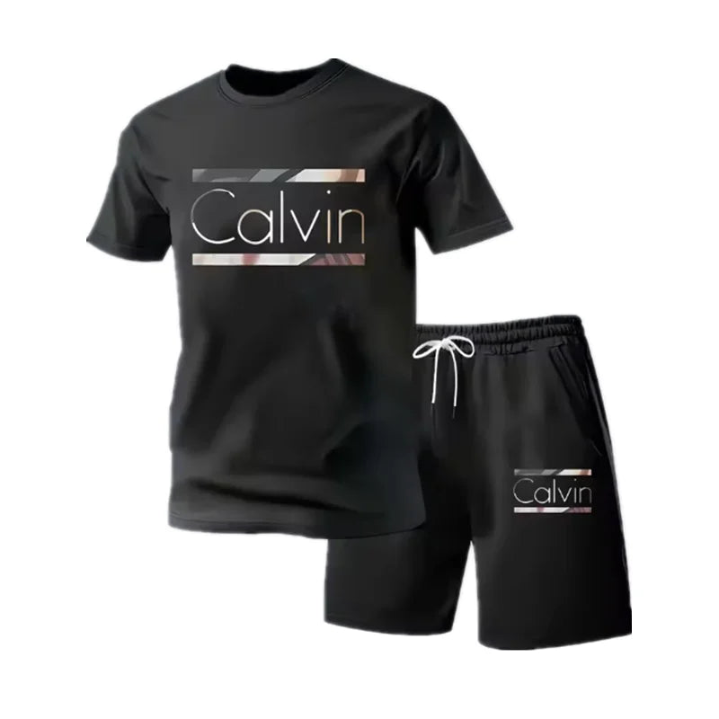 2026 New Fashion Casual T-shirt Shorts Two-piece Set 3D Letter Printing Men's Summer Outdoor Wear Suit