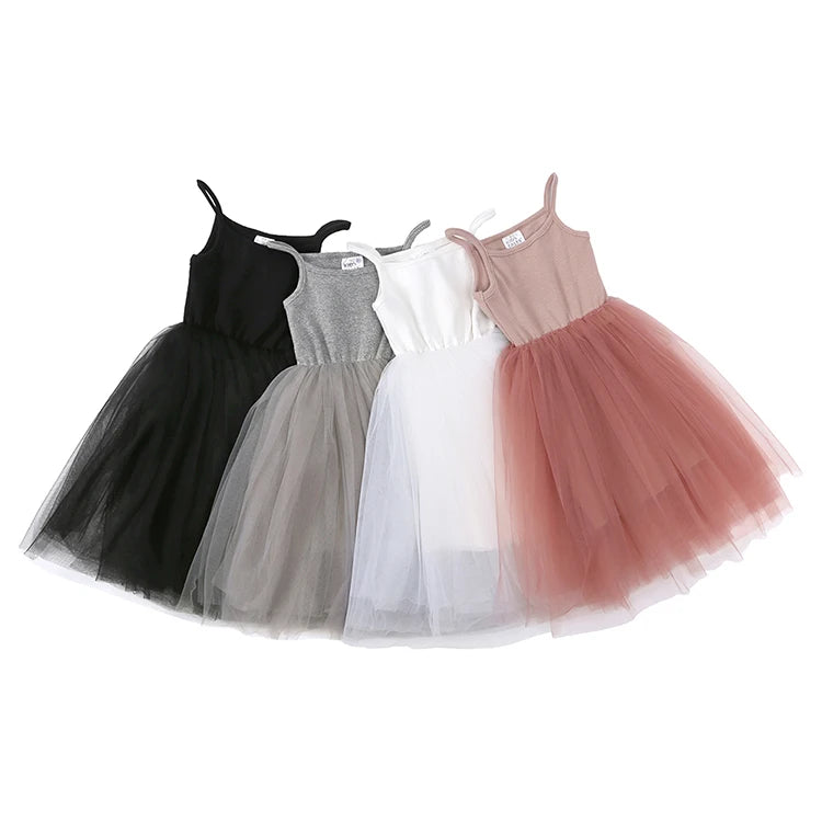 Fashion Cute Girls Casual Dresses Solid Color Sleeveless Suspenders Girls Dress Summer Kids Dresses for Girls 1-8 Years