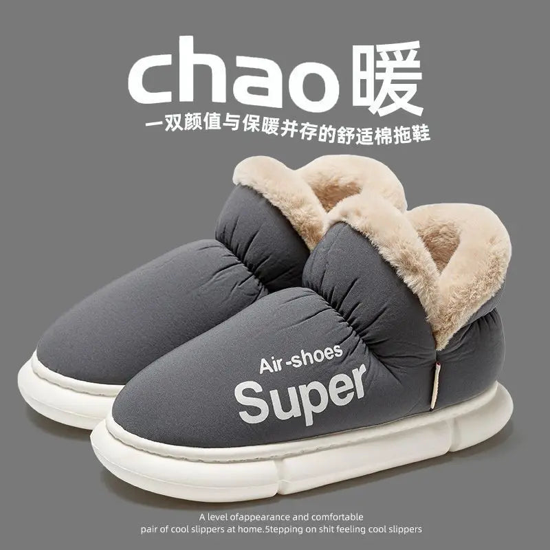 Winter Plush Men Cotton Shoes Warm Plush Men House Slippers Outdoor Soft Non Slip Women's Shoes Casual Furry Men Shoes