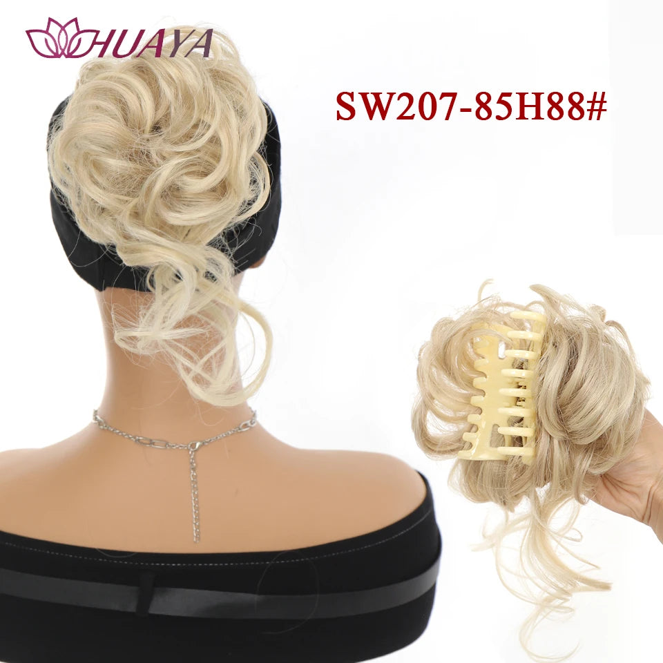 Synthetic Hair Bun Chignon for Women Messy Bun Hair Piece Tousled Updo Hair Extensions With Claw Clip Curly Hairpins Black Brown