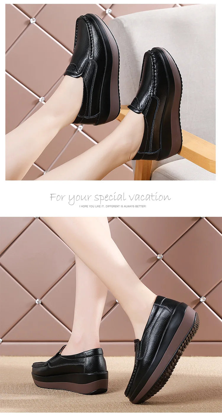 Spring Women's Loafers Comfortable Female Vulcanized Shoes Wedge Moccasin Orthopedic Slip-on Platform Shoes for Women Zapatillas