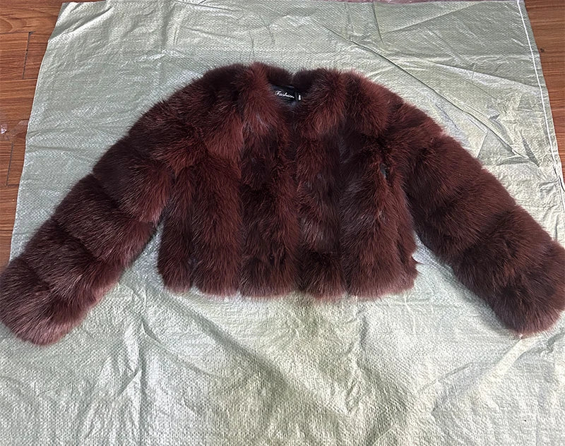 Faux Fox Fur Coat V-Neck Winter Woman Long Sleeve Warm Winter Coat Women Fashion Luxury New Fur Jacket Teddy Chic Outwear 2024
