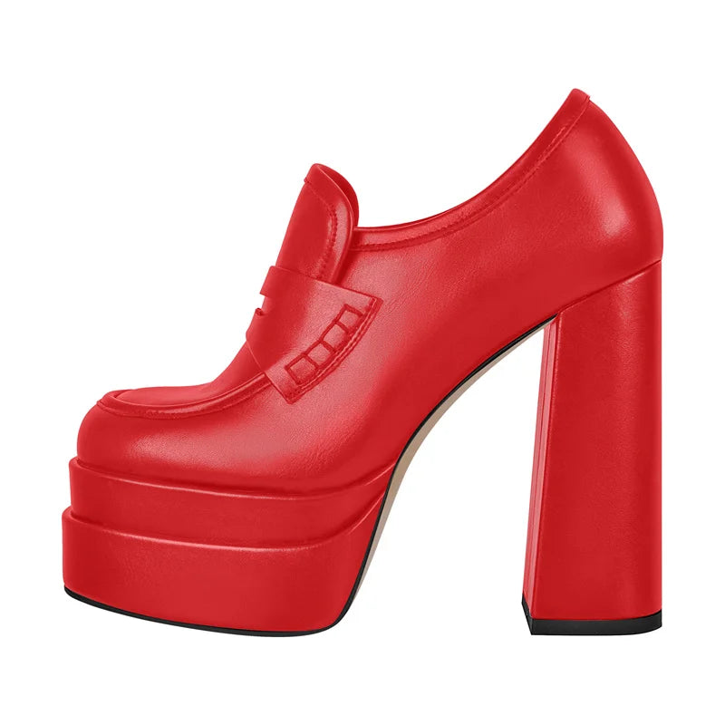 Richealnana  Women Pumps Red Matte Double Platform Punk Fashion Shoes