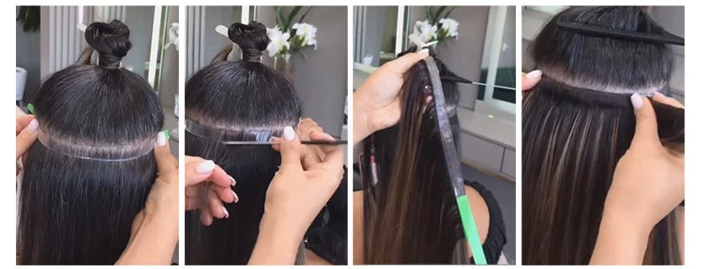 Long Flat Weft Invisible Tape Bundles Human Hair PU Skin Weft Hair Extension Injected Seamless & Glueless Tape On Hair Weft