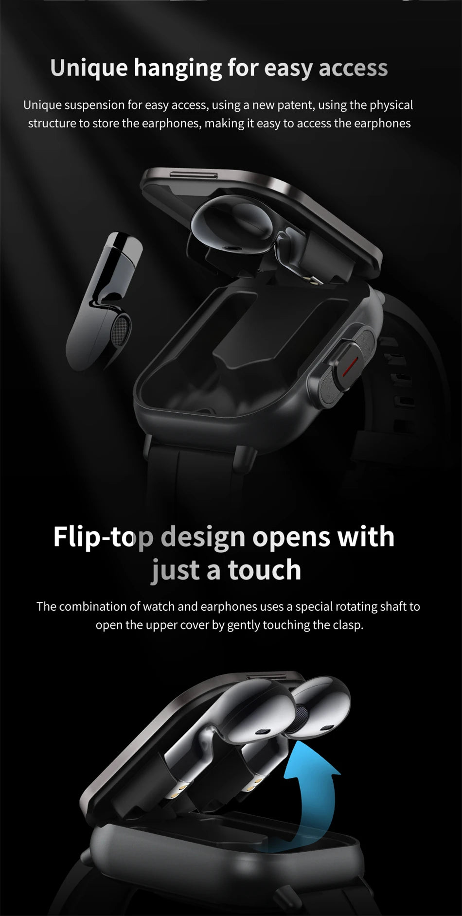 TWS 2 In 1 Smartwatch Earphones Sports Smart Watch Wireless Bluetooth Calling Health Monitor Fitness Record Watches With Headset