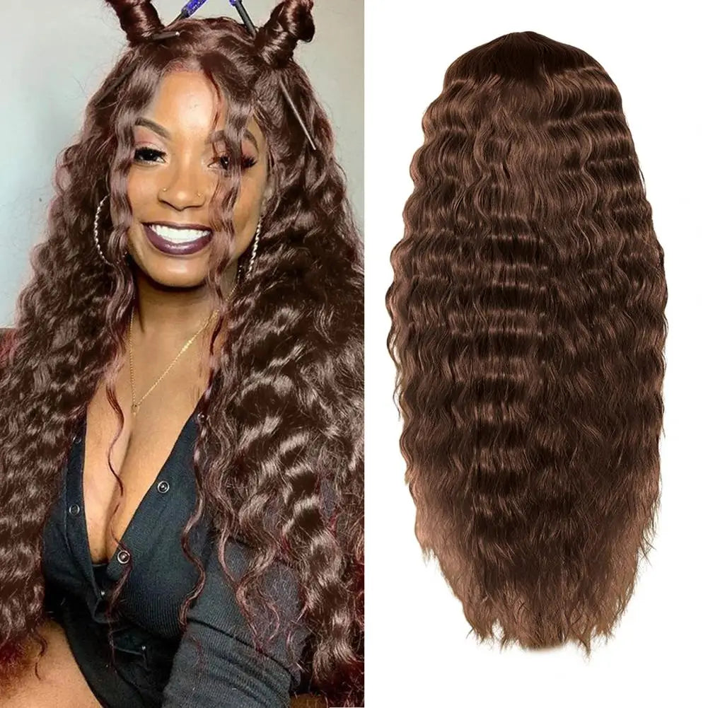 2024 Water Wave Long Curly Wig Jungle Wave Middle Split Glossy Hair Hair Extensions Human Wig African Brazilian Black Women Wig
