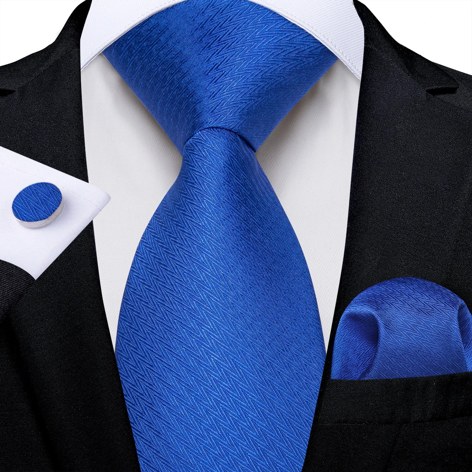 Royal Blue Paisley Plaid Striped Men tie Set with Handkerchief Cufflinks Wedding Prom Groom Accessories Perfect Gift for Men BAZAARHUBO