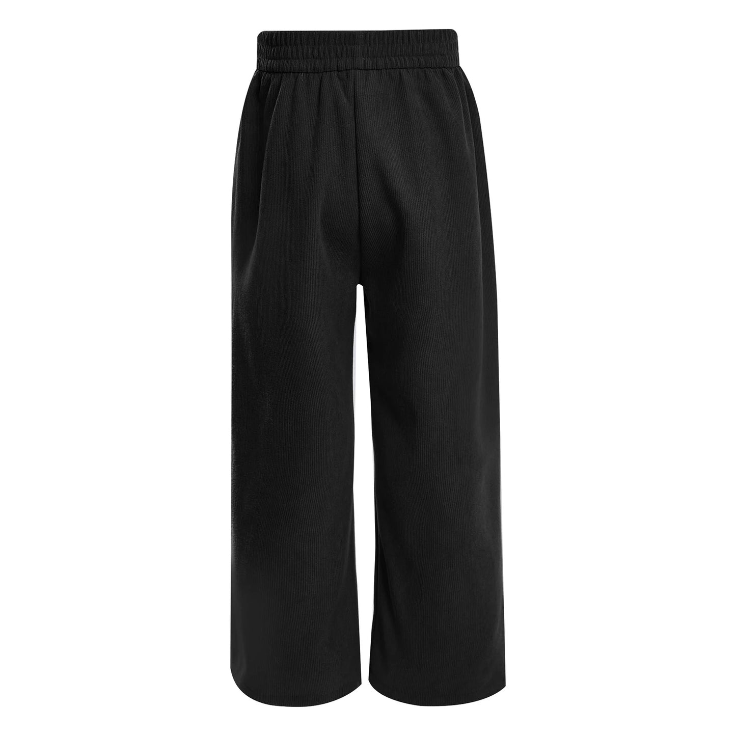 Kids Girls High Waist Corduroy Trousers Retro Straight Causal Full Length Wide Leg Pants with Pockets Fashion Baggy Sweatpants