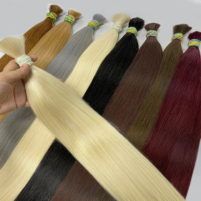 Human Hair Bulk No Weft Vietnamese Hair Virgin Remy Straight Hair Bulk 12-30inch 100g 100%  99j Real Natural Hair Extension Grey