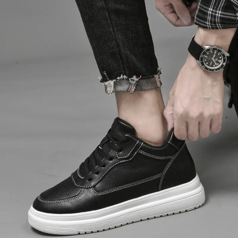 6 8 10cm Height Increasing Men Shoes High Quality Casual Leather Shoes Lace Up Platform Vulcanized Shoes Luxury Sneakers for Men