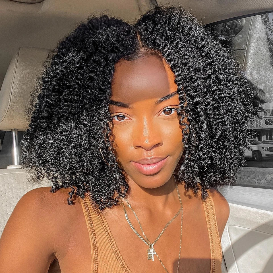 Mongolian Afro Kinky Curly Hair Wig Human Hair 13x6 Lace Frontal Wig Curly 4B 4C Lace Front Human Hair Wig Natural Hairline