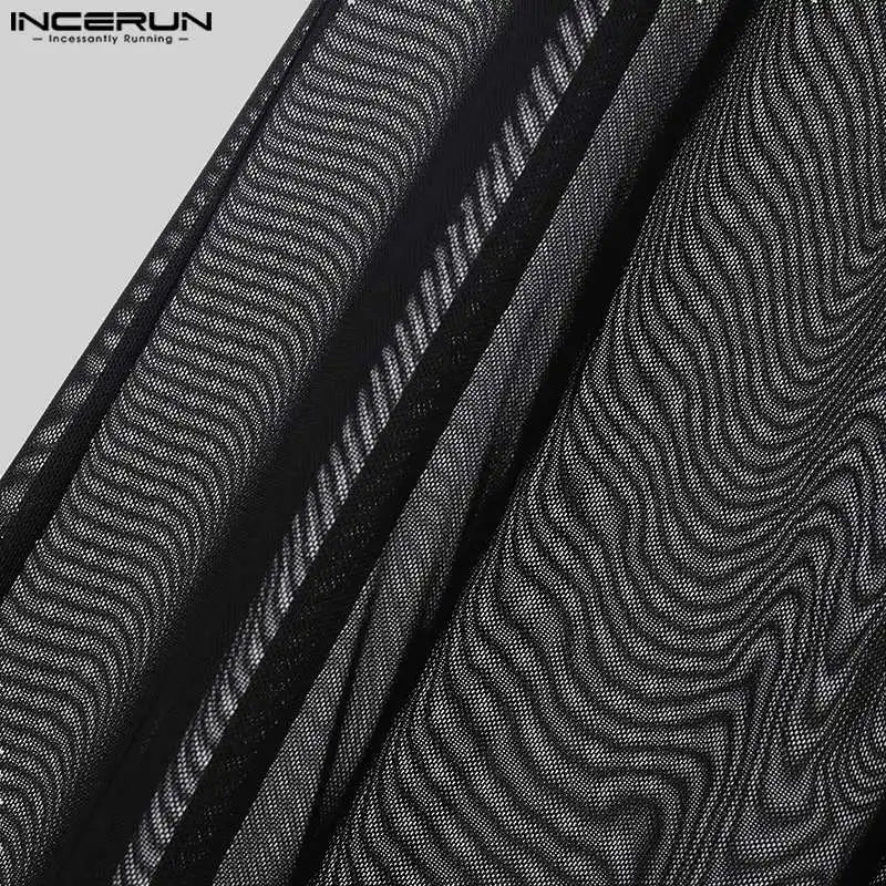 Mens Party Nightclubs Trousers INCERUN 2024 American Style Stylish Sexy Male Glittering Fabric Perspective Thin Long Pants S-5XL