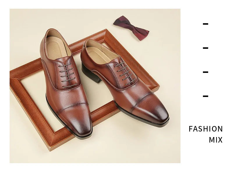 Genuine Leather Mens Dress Shoes Black Formal Social Shoe Male Business Wedding Derby for Man Luxury Italian Oxford Loafers 2024