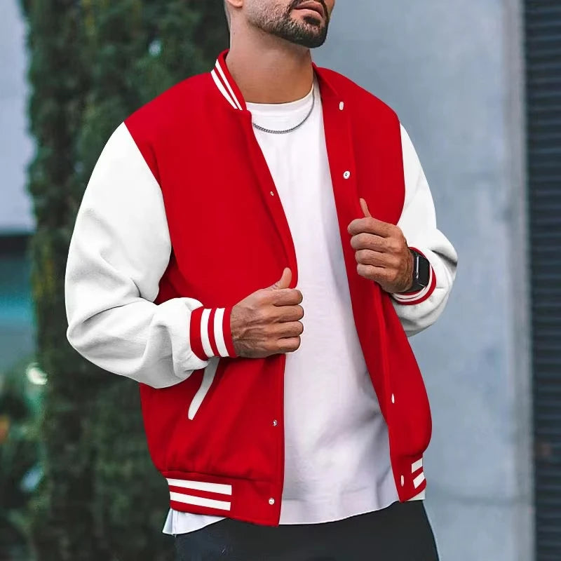 American Harajuku Style New Men's and Women's Baseball Uniform Jacket Korean Fashion Casual Versatile Color Block Couple Jacket