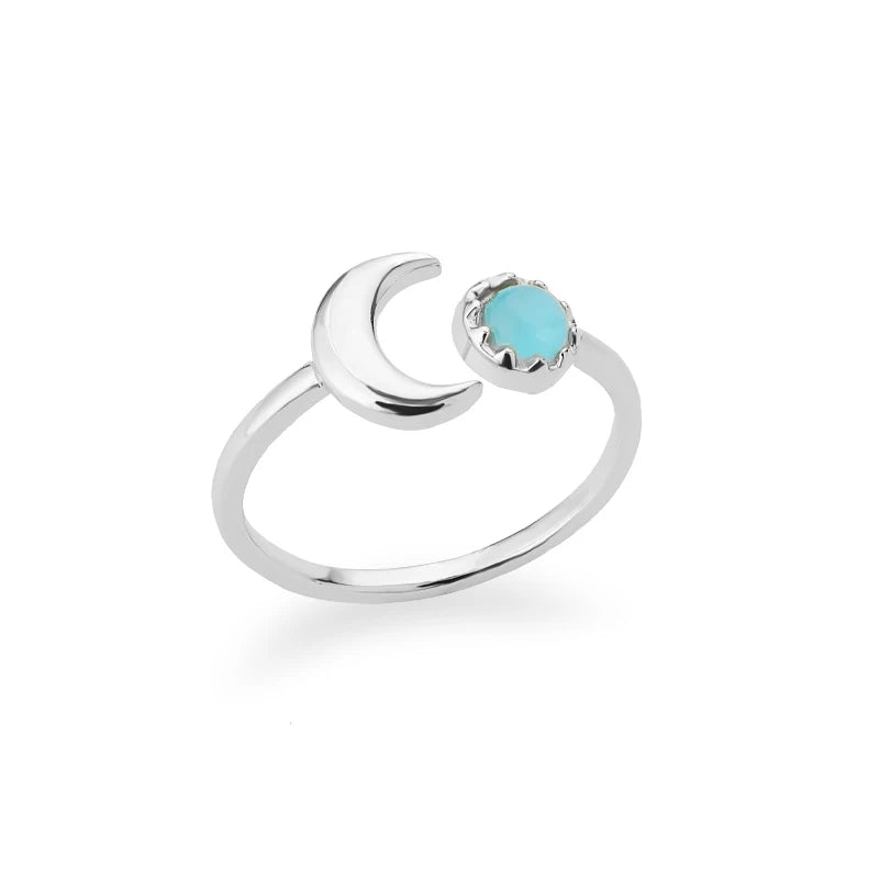 Zircon Moon Star Rings For Women Stainless Steel Glowing Moon Star Adjustable Finger Ring Aesthetic Wedding Jewelery Gift Femme