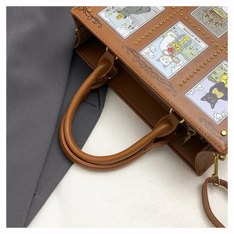 Vintage and Luxury Designer Bag Popular Fashionable Tote Bag Large Capacity with Delicate Embroidery Cat Printing Bag for Women