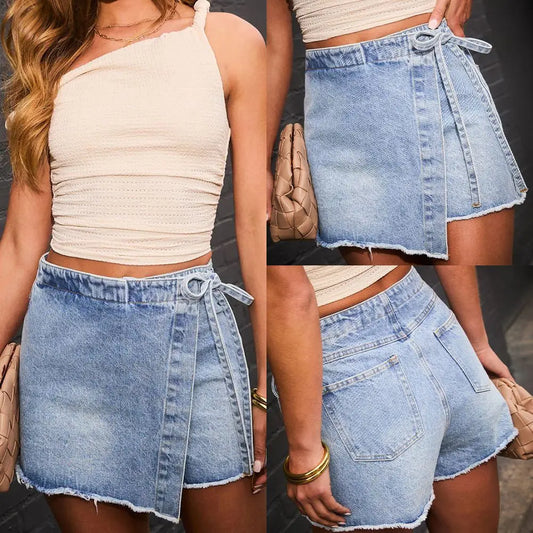 Denim Skirts Women Skirt Pant A Line High Waist Slim Fit Button Elegant Lace Up Y2k Streetwear Work Sexy Pants Summer 2026