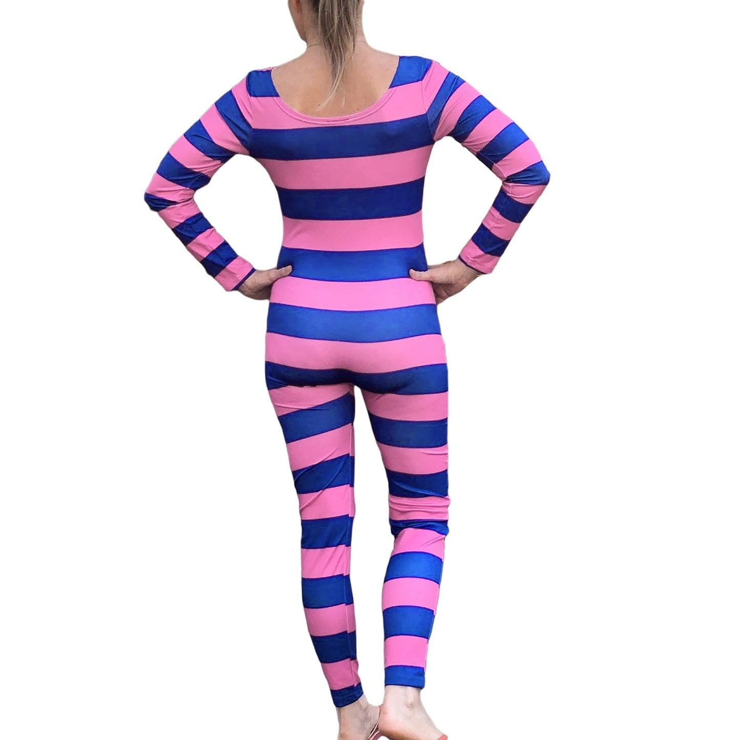 Women's Round-neck Long-sleeved Trousers Striped Printed Cosplay Jumpsuit New Fashion Halloween Women's Clothing