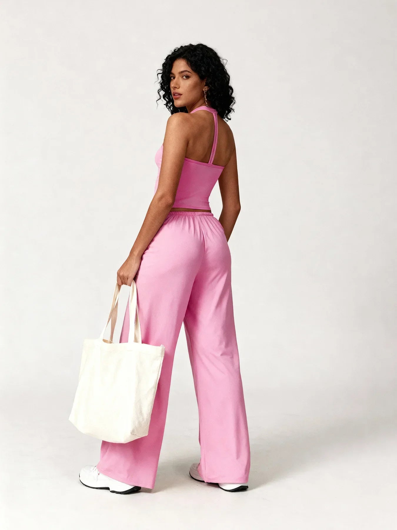 Women Gym Sets V Neck Vest Loose Trousers Suits Sports Workout Athletic Yoga Pants Training Casual 2 Pecs Tracksuits