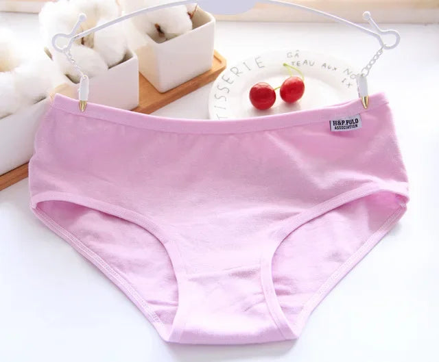 7pcs Women's Cotton Panties Plus Size Sexy Briefs Girls Breathable Soft Lingerie Cute Solid Color Underwear