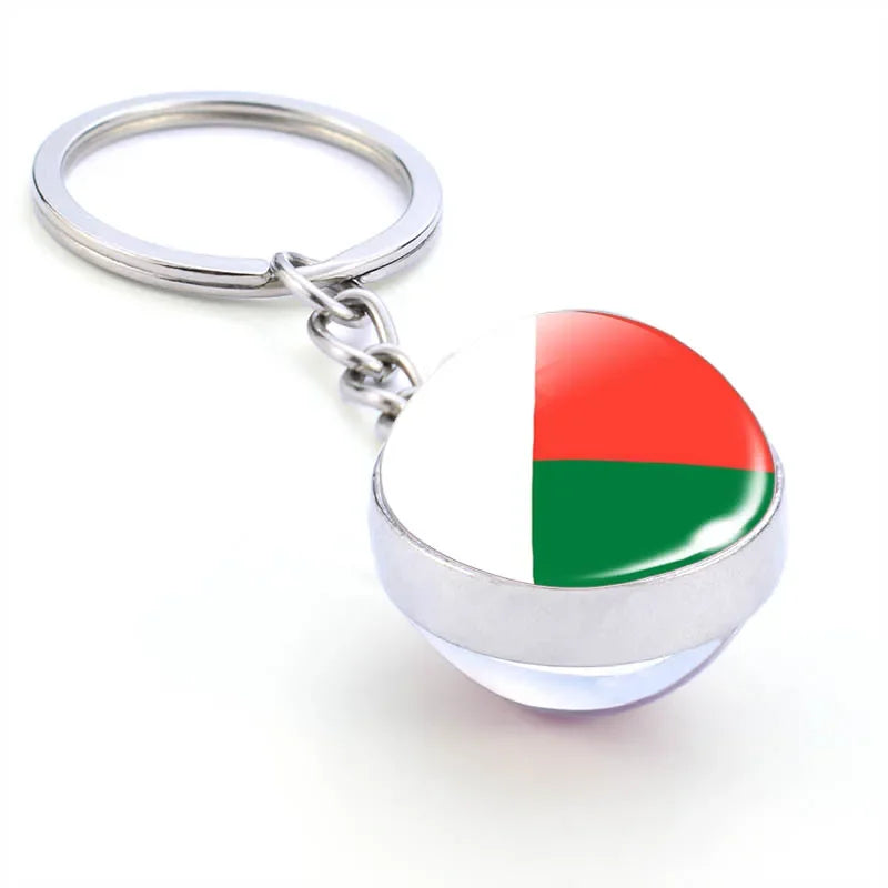 Africa National Flag Keychain  Nigeria South Africa Keyrings Crystal Ball Jewelry Fashion Double Side Glass Ball Men Women Gift