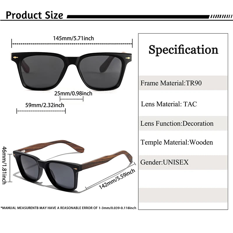 CATERSIDE Vintage Men Polarized Sunglasses High-Quality Solid Wood Legs Sun Glasses Fashion Women Party Travel Holiday Glasses BAZAARHUBO