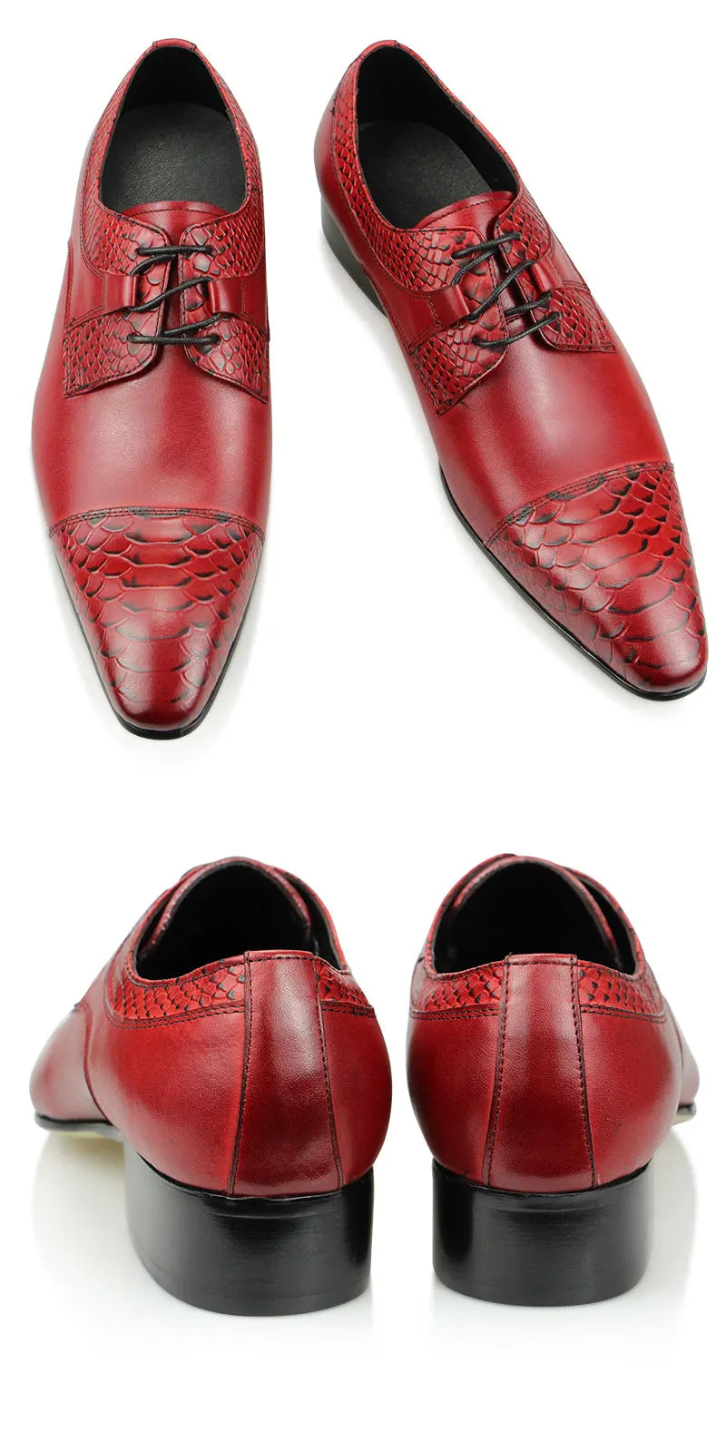 Luxury Wedding Red Shoes For Men Lace Up Fashion Derby Shoes Formal Business Office Genuine Leather Pointed Toe Dress Man Shoe