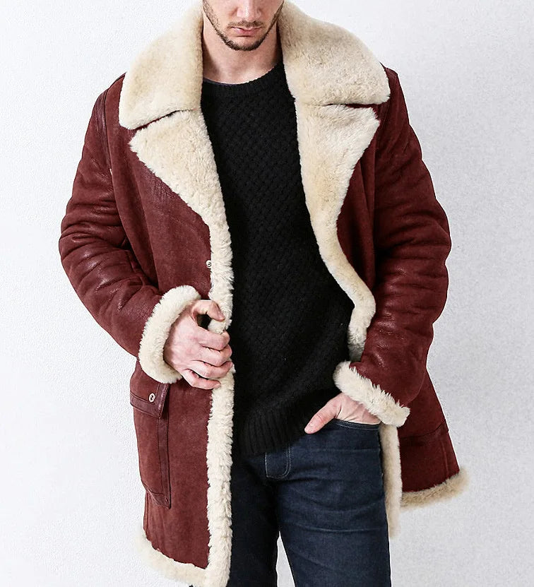 2025 Men's Coats Winter Jackets Leather and Fur Integrated Autumn Winter Products Thickened Faux Fur Long Jacket Male Clothing
