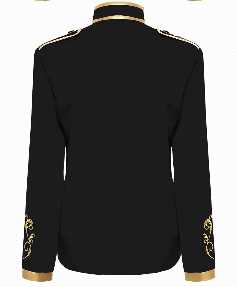 British Style Men Standing Collar Embroidered Suit Jacket Red / Blue Fashion Male Wedding Dance Party Patchwork Dress Coats