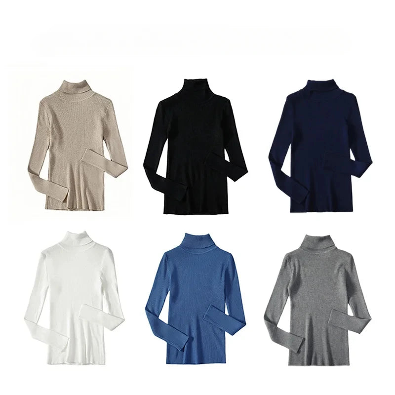 AOSSVIAO 2026 Basic Mock Neck Ribbed Sweaters for Women Cute Sexy Knitted Autumn Winter Warm Fitted Fashion Pullover Sweater
