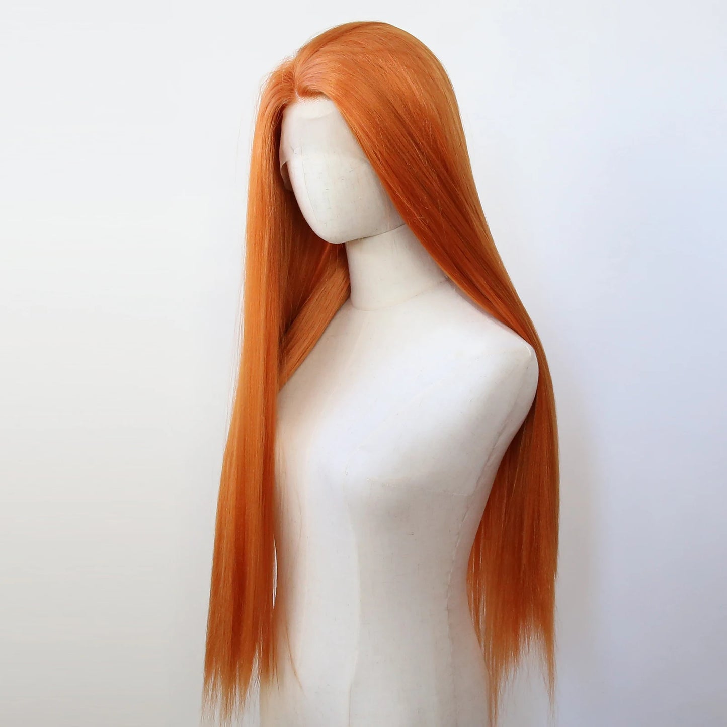 Ginger Orange Wig Synthetic Lace Front Wig Long Yaki Straight Lace Front Synthetic Wig Pre Plucked Heat Resistant Fiber Hair