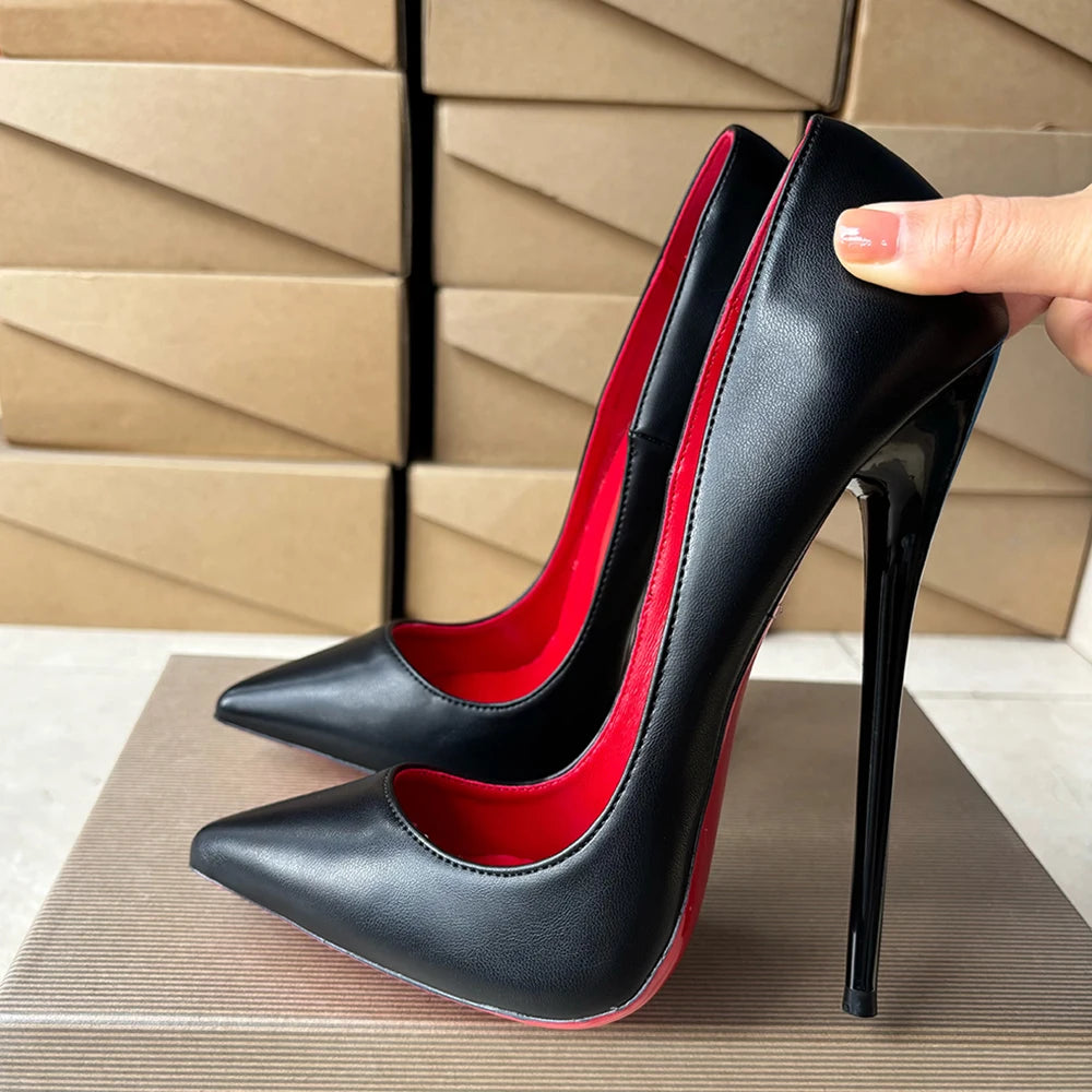 2026 Newly Black 16cm Ultra High Heels SEXY Suede Woman Pumps Slip on Pointed toe Flock Photograph T-stage Show Unisex Shoes
