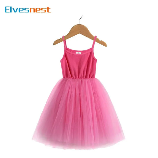 Fashion Cute Girls Casual Dresses Solid Color Sleeveless Suspenders Girls Dress Summer Kids Dresses for Girls 1-8 Years