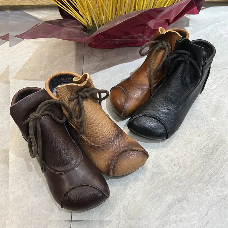 Careaymade-Genuine leather women's boots Fashion retro warm Oversized shoes cow leather Pure handmade ankle boots Casual boots