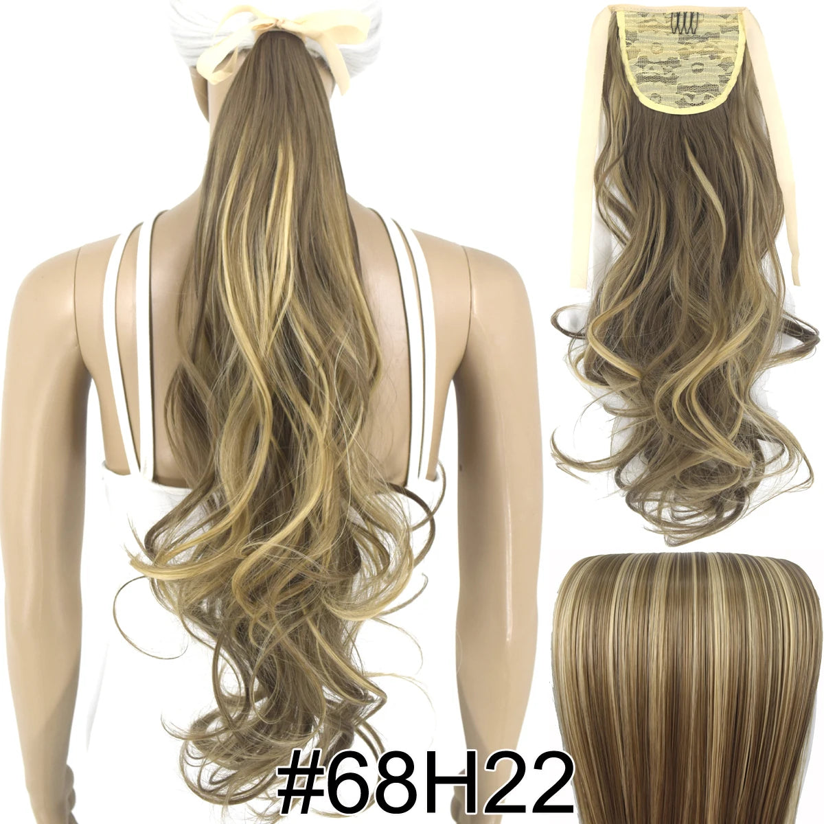 TOPREETY  Synthetic Hair Fiber Heat Resistant Wavy Ribbon Clip in Ponytail Extensions 1008