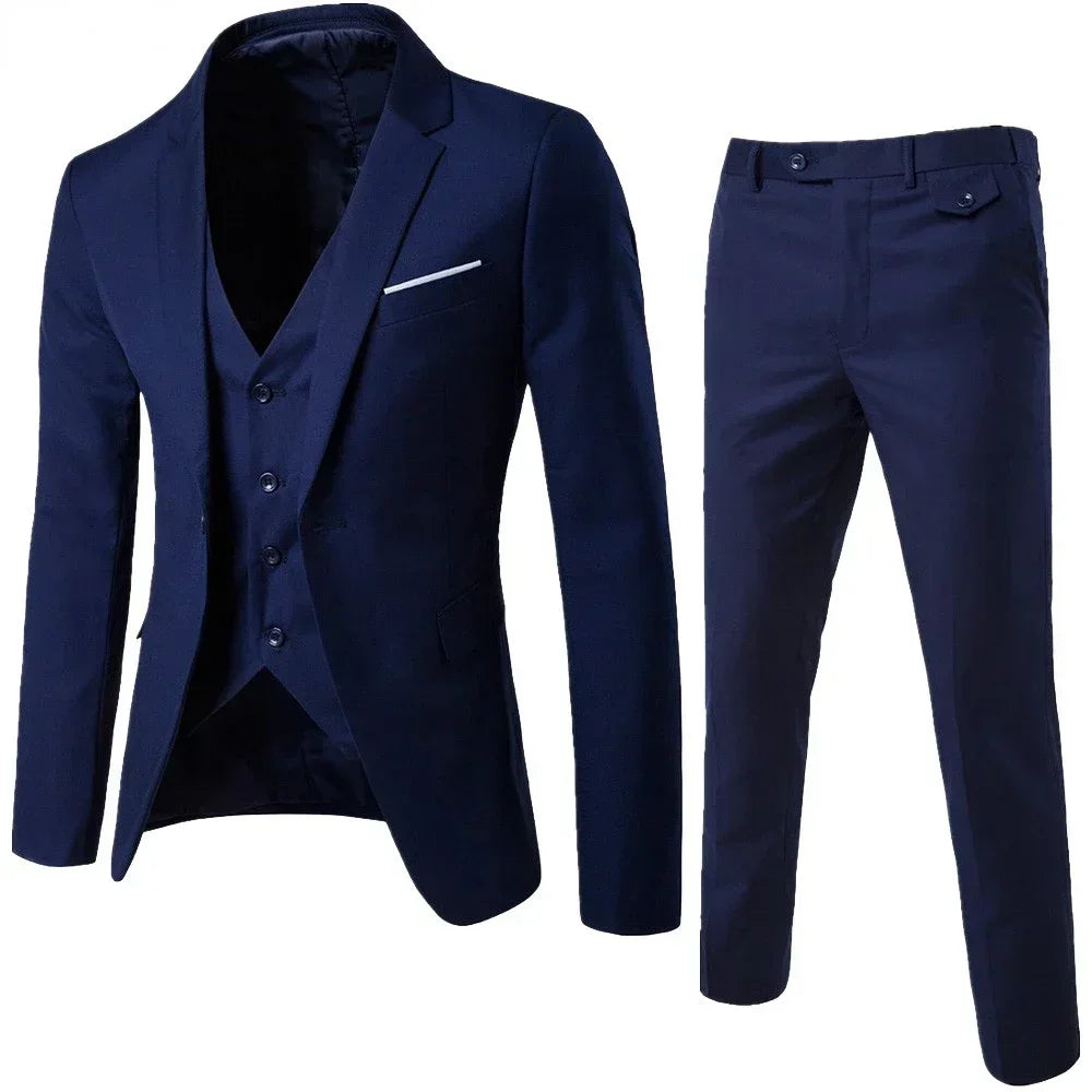 Elegant Suits For Men Wedding 3 Pieces 2 Set  Fashion Classic Full Jackets Vest Pants Blazers Outfit 2024 Formal Costume