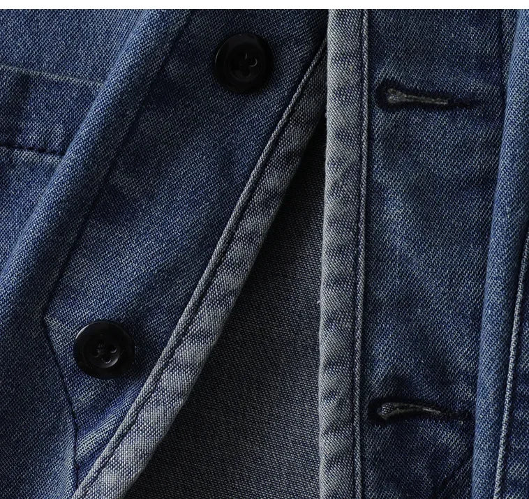 Amekaji Japan Retro Heavy Washing Workwear Clothes 100% Cotton Denim Jacket Men's Trendy Cardigan Top Taoist Robe Men's Jacket