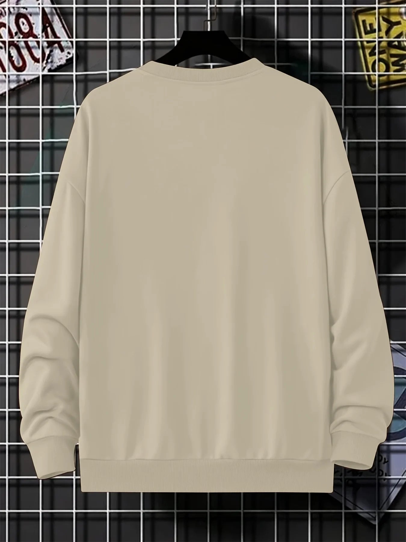 Men's autumn and winter fashionable casual loose Los Angeles LA letter graphic printed long sleeved round neck sweatshirt