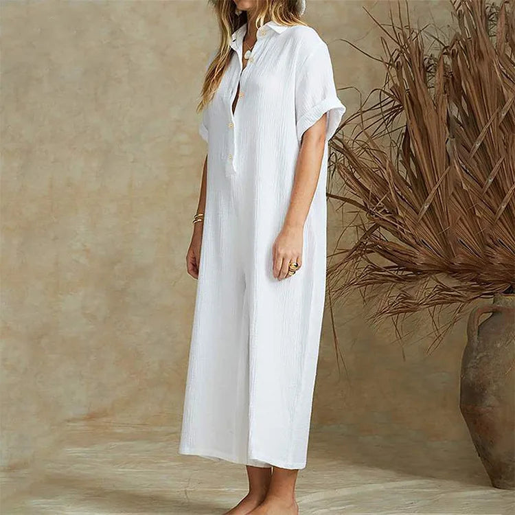Elegant Autumn Casual Workwear Jumpsuit Cotton And Linen Women's Trousers Spring Autumn Office Lady Loose Jumpsuits Female