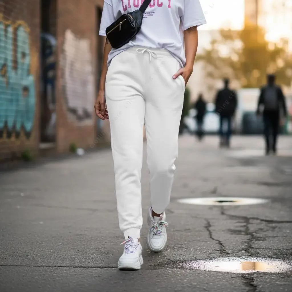 Blank Pants Women Joggers Jogging Pants Fleece Trousers Casual Fashion Spring Autumn Sweatpants Woman Clothing Essential Basics