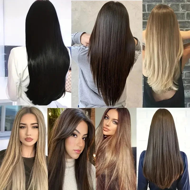 WIGSIN Synthetic 6pcs/set Long Straight Clip-in Hair Extension Invisible Seamless Extension Black Brown Hairpiece for Women
