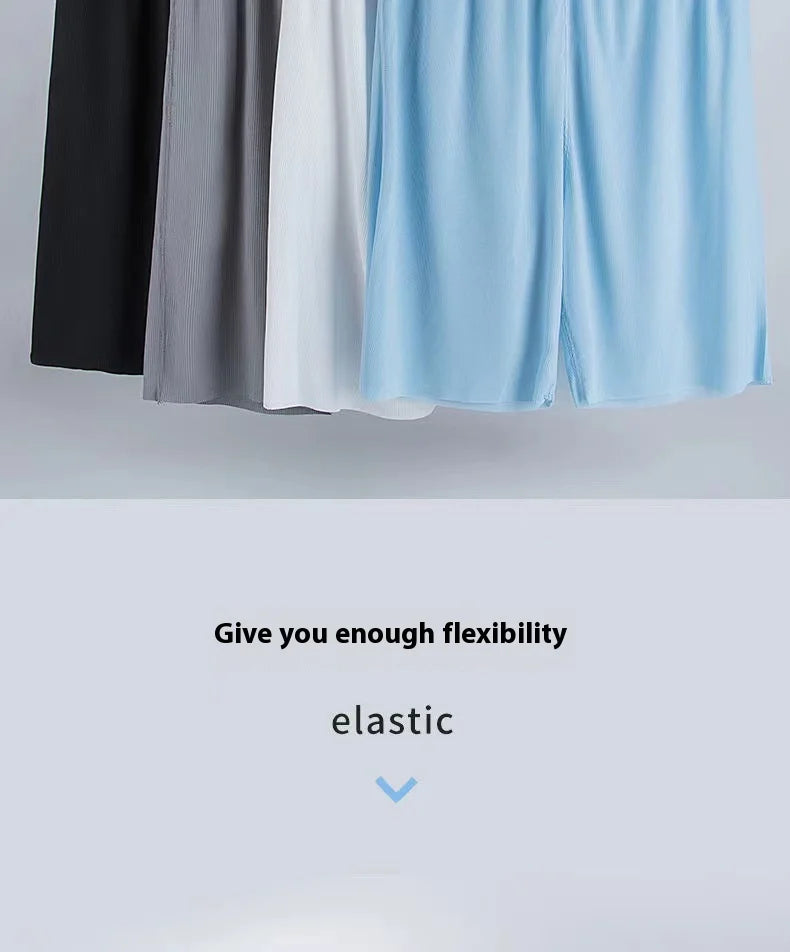 Men's Summer Loungewear Set: Ice-Silk Pajamas, Modal Seamless Round-Neck Lightweight Short-Sleeve T-Shirt, Men's Summer Clothing