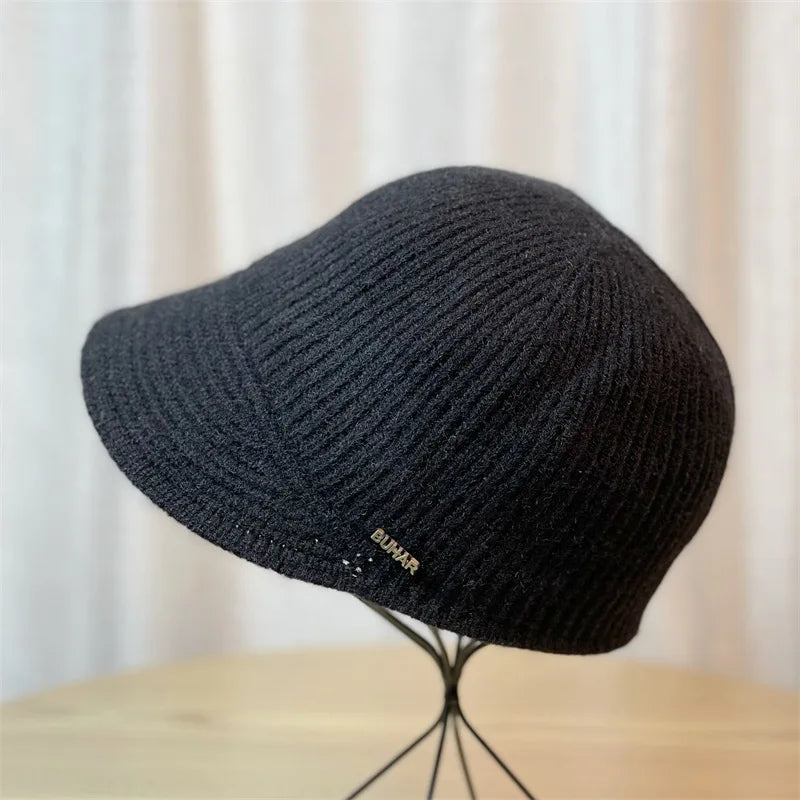 Winter Knitted Baseball Cap for Women's Caps Designer Head Solid Color Women's Knitted Hat Outdoor Casual Equestrian Hat Female BAZAARHUBO