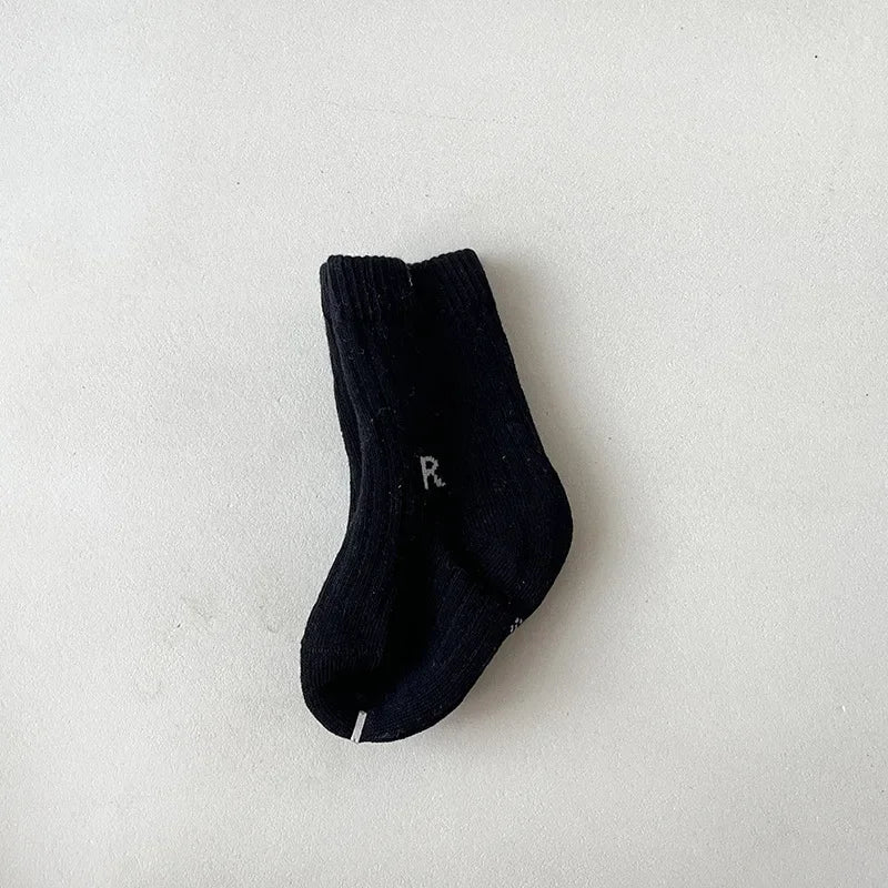Korean Fashion Letter Socks Baby Boys Girls Breathable Soft Socks Infant Toddler Children Kids Casual Sport Socks 0-6years Old